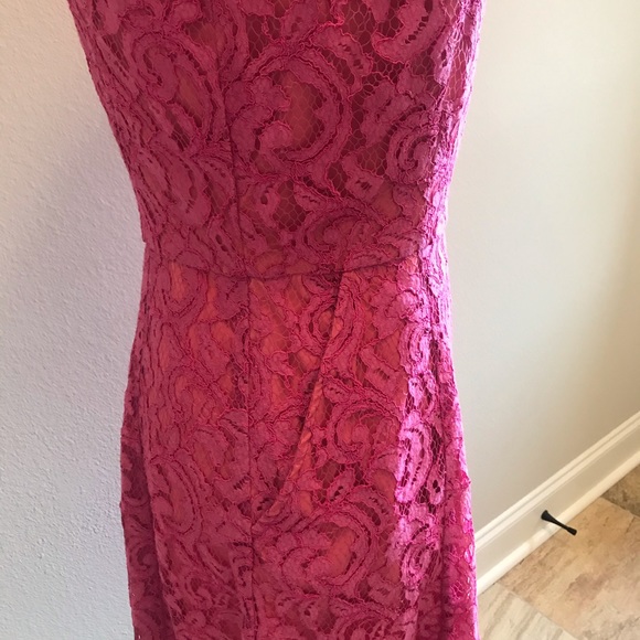 Adrianna Papell Hot Pink Lace Dress Size 6 - Picture 7 of 7